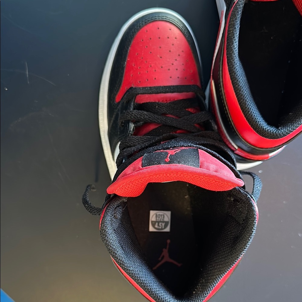 Kids Jordan Red and Black Sneakers - Picture 4 of 5